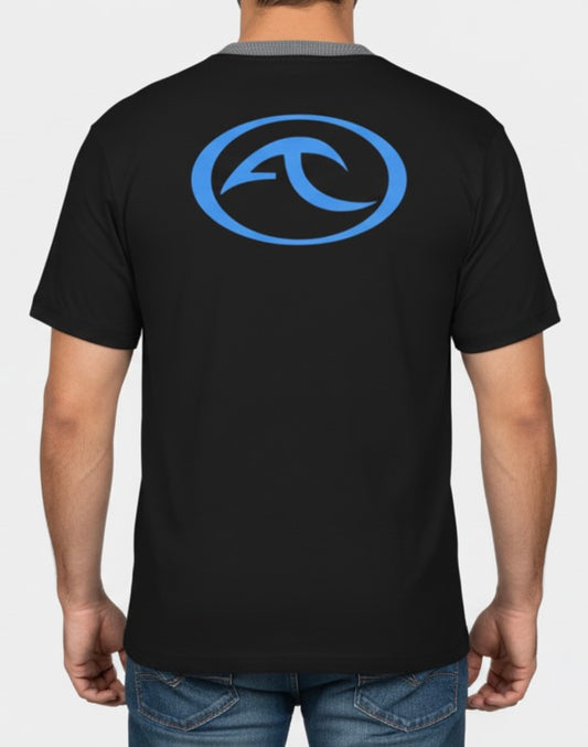 ARE Tahiti Men's Black Cotton Shirt - Blue Logo