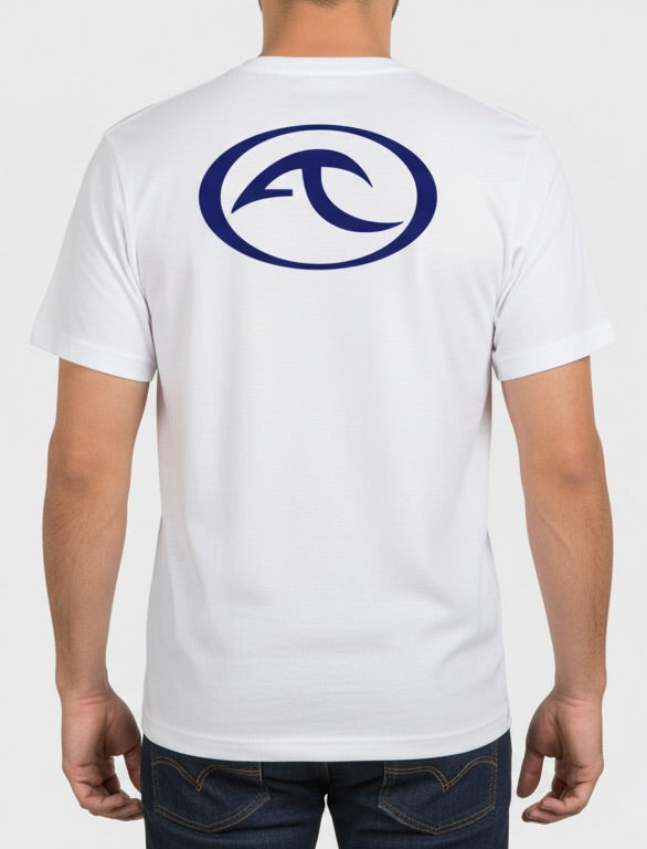 ARE Tahiti Men's White Cotton Shirt - Dark Blue Logo
