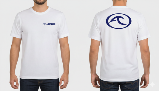 ARE Tahiti Men's White Cotton Shirt - Dark Blue Logo