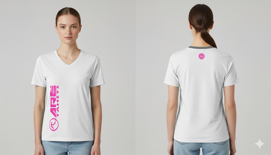 ARE Tahiti Women's White Cotton Shirt - Pink Logo