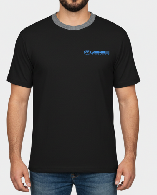 ARE Tahiti Men's Black Cotton Shirt - Blue Logo