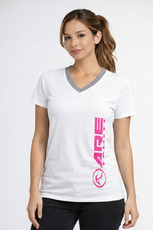 ARE Tahiti Women's White Cotton Shirt - Pink Logo