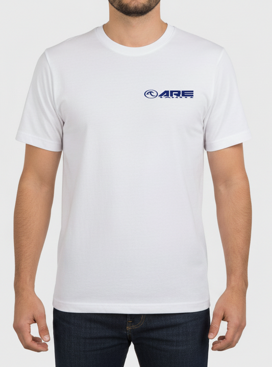 ARE Tahiti Men's White Cotton Shirt - Dark Blue Logo