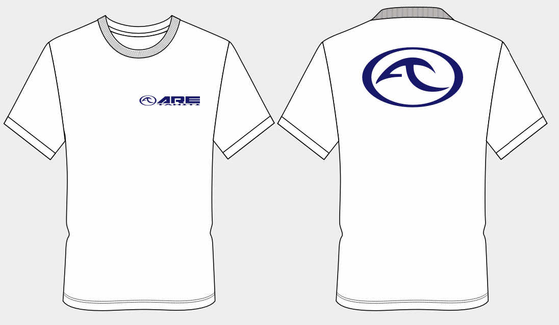 ARE Tahiti Men's White Cotton Shirt - Dark Blue Logo