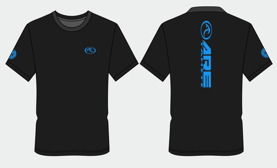 ARE Tahiti Men's Black Cotton Shirt - Blue Wave Logo