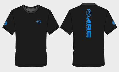 ARE Tahiti Men's Black Cotton Shirt - Blue Wave Logo